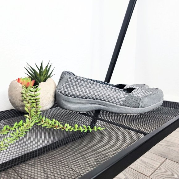 Skechers 49025 Gray Relaxed Fit Memory Foam Leather & Weave Comfort Shoes SZ 10 - Picture 6 of 10